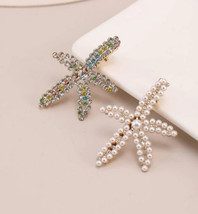 Starfish crystal pearl hair clips - $12.86