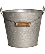 Robert Allen Mpt01631 Floral Metal Planter With Handle, 8&quot;, Galvanized - $40.89 CAD