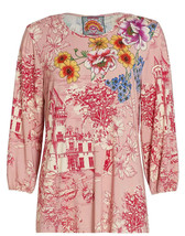 Johnny Was Puff Sleeve Top Sz-L Multicolor Print - £85.97 GBP