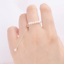 Natural Pearl 100% Real 925 Sterling Silver Tassel Adjustable Ring Women Handmad - £15.42 GBP