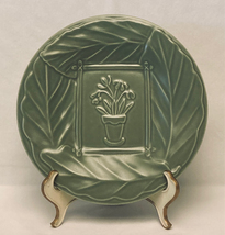 Pfaltzgraff Serenity Green luncheon buffet plate sage 9&quot; potted flowers ... - £9.56 GBP