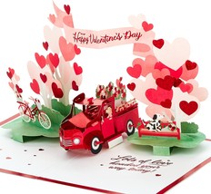 Signature Paper Wonder Pop Up Valentines Day Card Vintage Red Truck - £21.91 GBP
