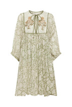 NWT Daughter&#39;s of India Diya Mini in Pistachio Cotton Blockprint Dress XS - £111.49 GBP