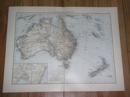 1896 Antique Map Of Australia Melbourne Sydney New Zealand New Caledonia Oc EAN Ia - $28.85