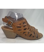 BORN/B O C Brown Leather Side Buckle Block Heel 2.9&quot; Sandals Shoes Women... - $17.59 CAD