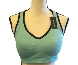 Womens Racerback Sports Bra Size 3XL Comfort Stretch Padded Cup Insert Green - £20.48 GBP