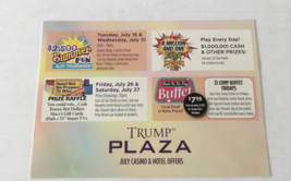 Trump plaza casino hotel postcard home mailer flyer offers promotions Ju... - $26.96 CAD