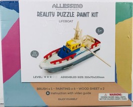 Allessimo Reality 3D Wooden Lifeboat Puzzle Model Paint Kit Toys for Kids Puzzle - £11.78 GBP