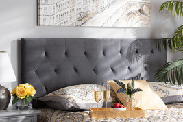 Ediva Gray Velvet Fabric Upholstered Queen Size Headboard - $2,017.65 MXN