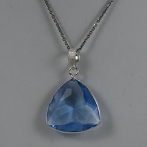 925 Sterling Silver Blue Glass Gemstone Handmade Pendant Women Her Gift PSV-2495 - £24.83 GBP+