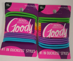 Lot of 2 GOODY Womens Ouchless Elastics, Neon, 15 Count #06968 - $14.99