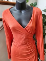 Jones New York Women&#39;s Orange Rayon V-Neck Long Sleeve Casual Top Blouse Size XL - £19.95 GBP