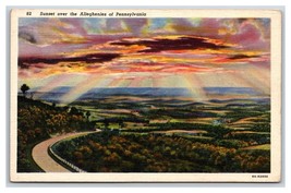 Sunset From Ray&#39;s Hill Summit Allegheny Mountains PA UNP Linen Postcard Y11 - £2.35 GBP