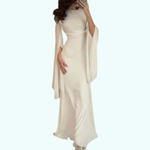 Elegant Satin Batwing Sleeve High-Waist Evening Dress - $52.65