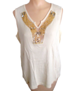 Plus Sz 3X  Embellished Sleeveless Cami Top Stretch Cotton ASHLEY STEWART - $9.49 CAD