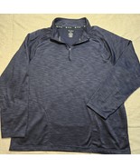 Tek Gear 1/4 Zip Pullover Men 2XL Navy Long Sleeve Mock Neck Pockets Str... - $16.62 CAD