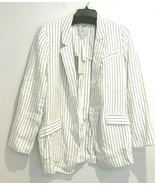 Joie Womens Linen Blend WhiteBlack Stripe Darryl Boyfriend Blazer Should... - $95.92 CAD