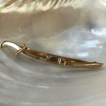 Vintage Swank Signed Long Thin Goldtone Curved Sword Dagger with Mother of Pearl - £12.39 GBP