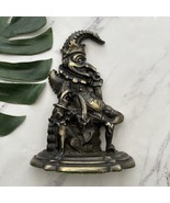 Vintage Cast Iron Punch Door Stop Metal Brass Tone Clown Jester Heavy Bo... - $45.53