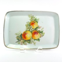 Three Crown Germany Trinket Tray 6x9” Ceramic Dish Peach Design Gold Rim Vintage - £8.86 GBP