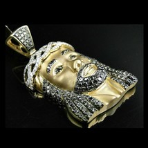 1.50 KT Lab-Created Diamante Faccia Gesù 2 &quot; Ciondolo 14K Argento Placcato Oro - £307.70 GBP