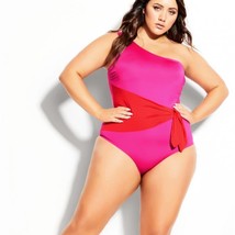 NWT City Chic Capri One Shoulder One Piece Swimsuit – grenadine Size 18 - £47.84 GBP