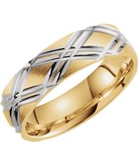 Authenticity Guarantee 
14k Two-Tone Gold 6 MM Patterned Comfort Fit Lig... - £1,035.14 GBP+