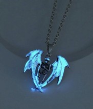 Glow In the Dark Pendant - Glowing Skeleton with Wings Necklace - £4.84 GBP