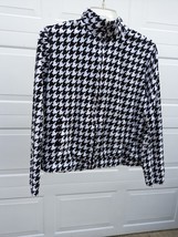 Kim Rogers Petite Small Jacket Houndstooth Zip Black White Pockets Long Sleeve - £15.85 GBP