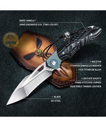 FOLDING POCKET EDC HUNTING KNIFE D2 STEEL BLADE G10 TITANIUM HANDLE WITH... - £77.58 GBP+