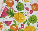 Flannel Back Vinyl Tablecloth 52&quot;x70&quot;Oblong, SUMMER TROPICAL FRUITS WITH... - $15.83