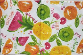 Flannel Back Vinyl Tablecloth 52&quot;x70&quot;Oblong, SUMMER TROPICAL FRUITS WITH... - $15.83