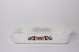 Fire King Primrose 1 1/2 QT Baking Dish w/ Pink &amp; Red Flowers 10&quot; x 6 1/2&quot; - £11.60 GBP