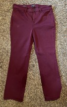 Nydj Womens J EAN S Marilyn Straight Burgundy High-Rise Lift Tuck Size 16 - $29.69