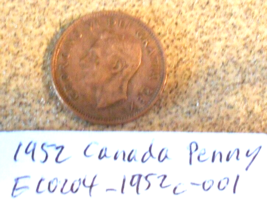 1952 Canada Penny Die Break Error; Vintage Old Coin Foreign Money - £6.21 GBP