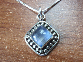 Very Small Moonstone 925 Sterling Silver Pendant with Deep Blue Iridescence b51w - £23.87 GBP