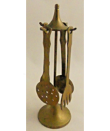 VTG Brass Serving Utensils Spoon Spatula Fork Hanging 5-pcs 5.5&quot;, Kitche... - $24.70