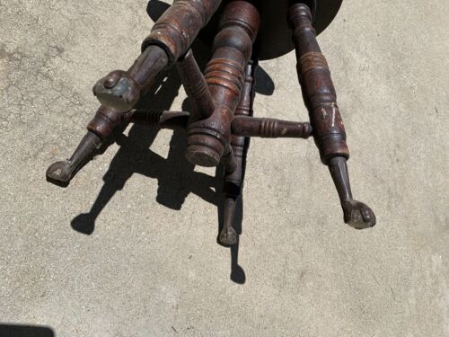 Antique 19thC A.Merriam Piano Legno Girevole Sgabello Sedile Bench Sfera Claw Item image 7
