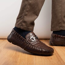 Parma Genuine Caiman Belly Slip On Bit Driving Loafers Brown image 11
