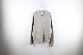 Vtg 50s 60s Streetwear Mens XL Blank Wool Blend Knit Zip Cardigan Sweater USA - £102.83 GBP