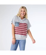 Vintage Look Americana Patriotic Hooded Top Red White Blue L/XL - $93.42 CAD