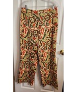 Women’s Vintage Talbots Paisley Straight Leg Soft Velvet Pants Size 12 S... - $15.58 CAD