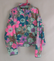Athletic Works Gray 1/4 Zip Pull Over Soft Top Bright Floral Design Girl... - £9.29 GBP