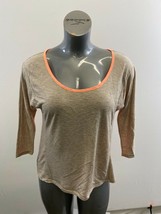 American Eagle Women&#39;s High Low Top Size Medium Peach Beige 3/4 Sleeve Polyester - £10.18 GBP