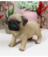 Ebros Realistic Adorable Fawn Pug Puppy Dog Figurine 5&quot;L Pet Pal Pugsy - £21.23 GBP