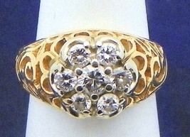 1/2 ct Diamond Cluster Ring REAL Solid 14 K Gold 3.4 g Size 3.75 - £685.44 GBP