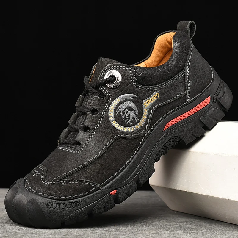 E leather sports sneakers man travel handmade casual shoes leisure walking climbing men thumb200