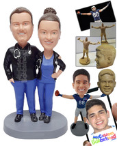 Personalized Bobblehead Doctor couple wearing medical outfits and jacket... - £121.96 GBP