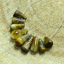Tiger&#39;s Eye Smooth Drop Beads Briolette Natural Loose Gemstone Making Jewelry - £2.10 GBP