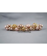 Bridal gold barrette, Light and dark champagne pearls rhinestones crysta... - $38.00